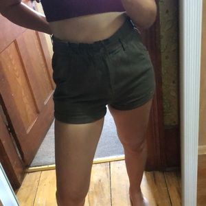 Paper bag khaki shorts